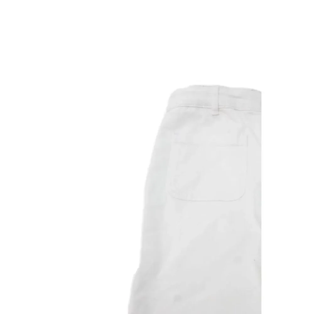 Jacadi Girls Zipper Fly Straight Leg Trouser Pants White Cotton Size 12